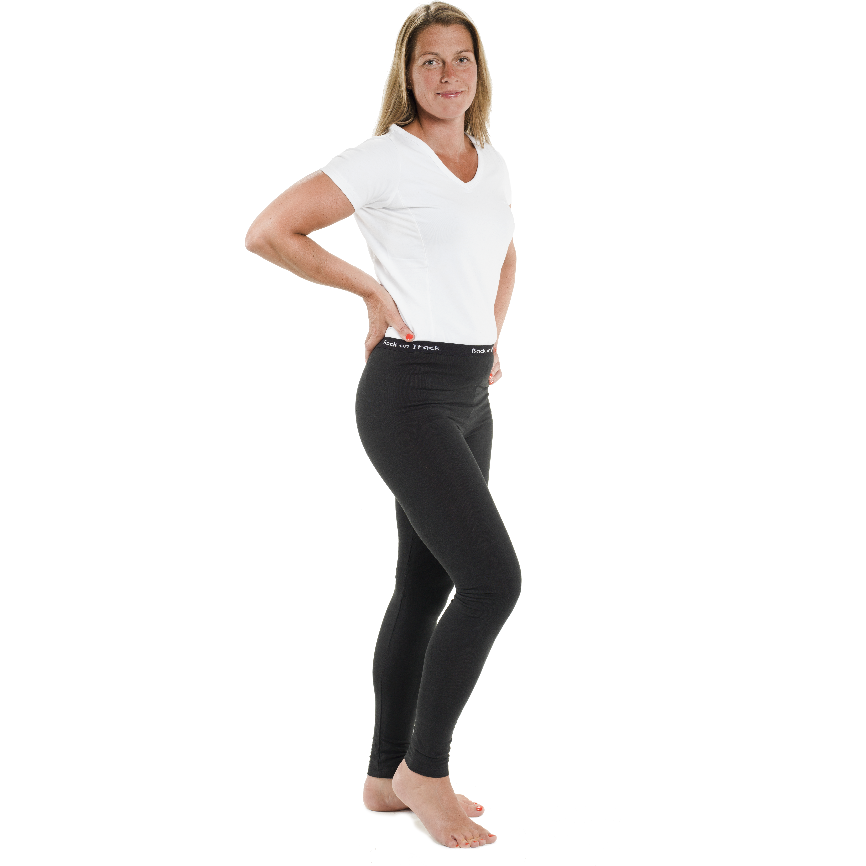 black leggings and white V-shirt worn by women