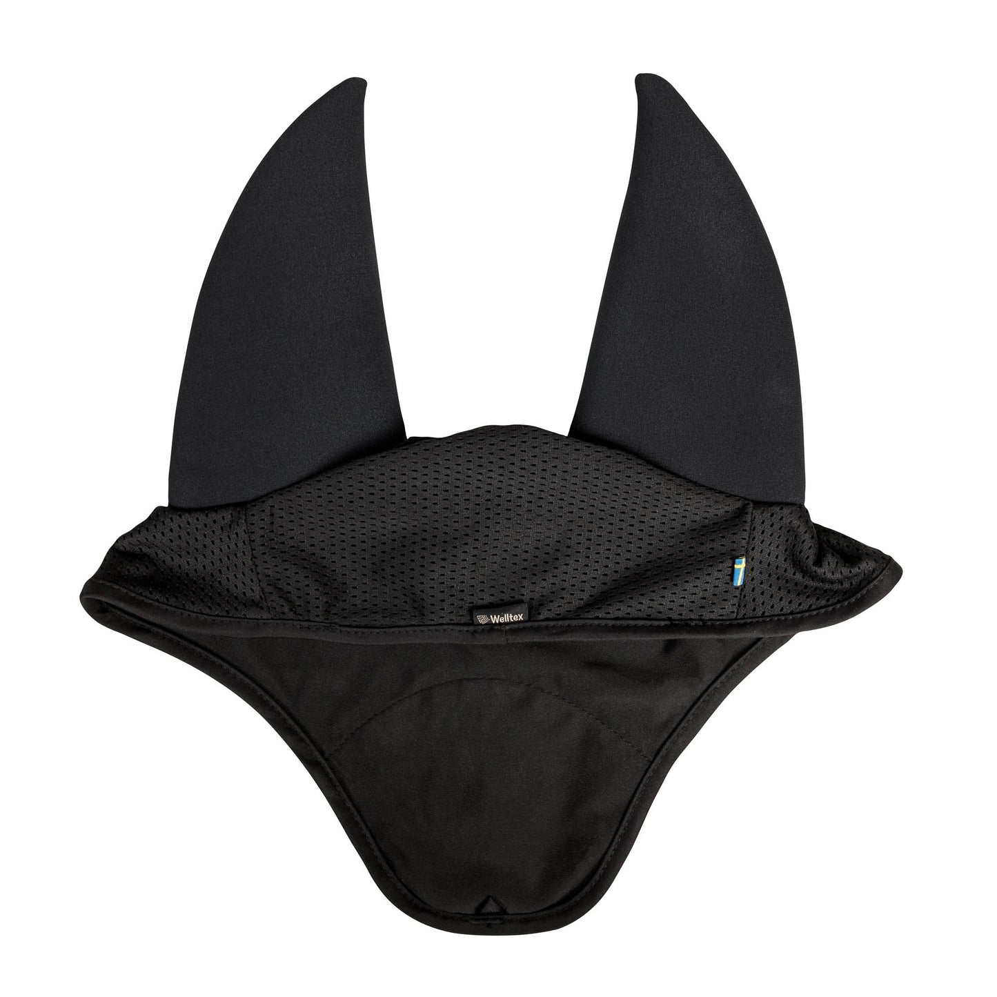 BLACK BONNET WITH SOUND ABSORBING EARS, BLACK bot LOGO EMBROIDED ON FRONT