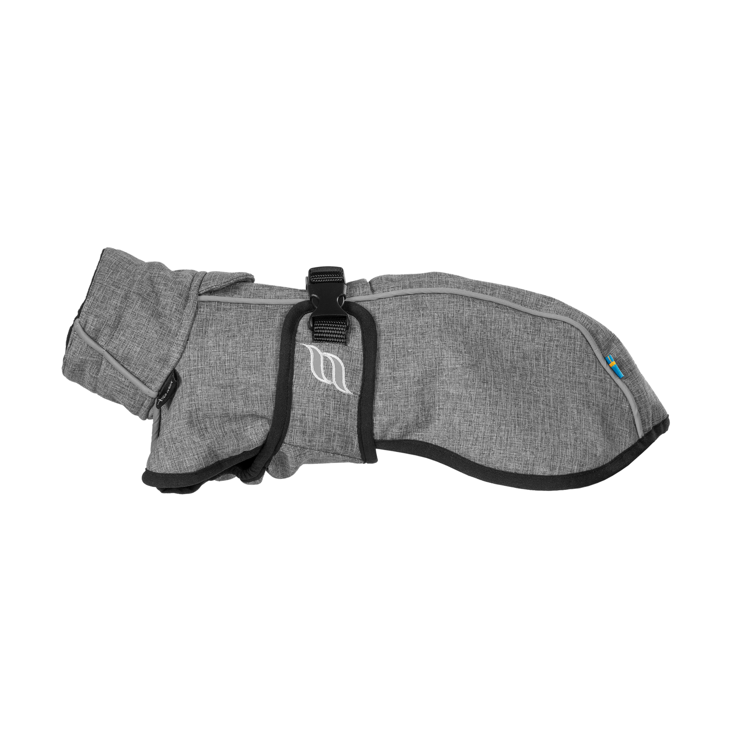 Grey dog jacket with reflective detail
