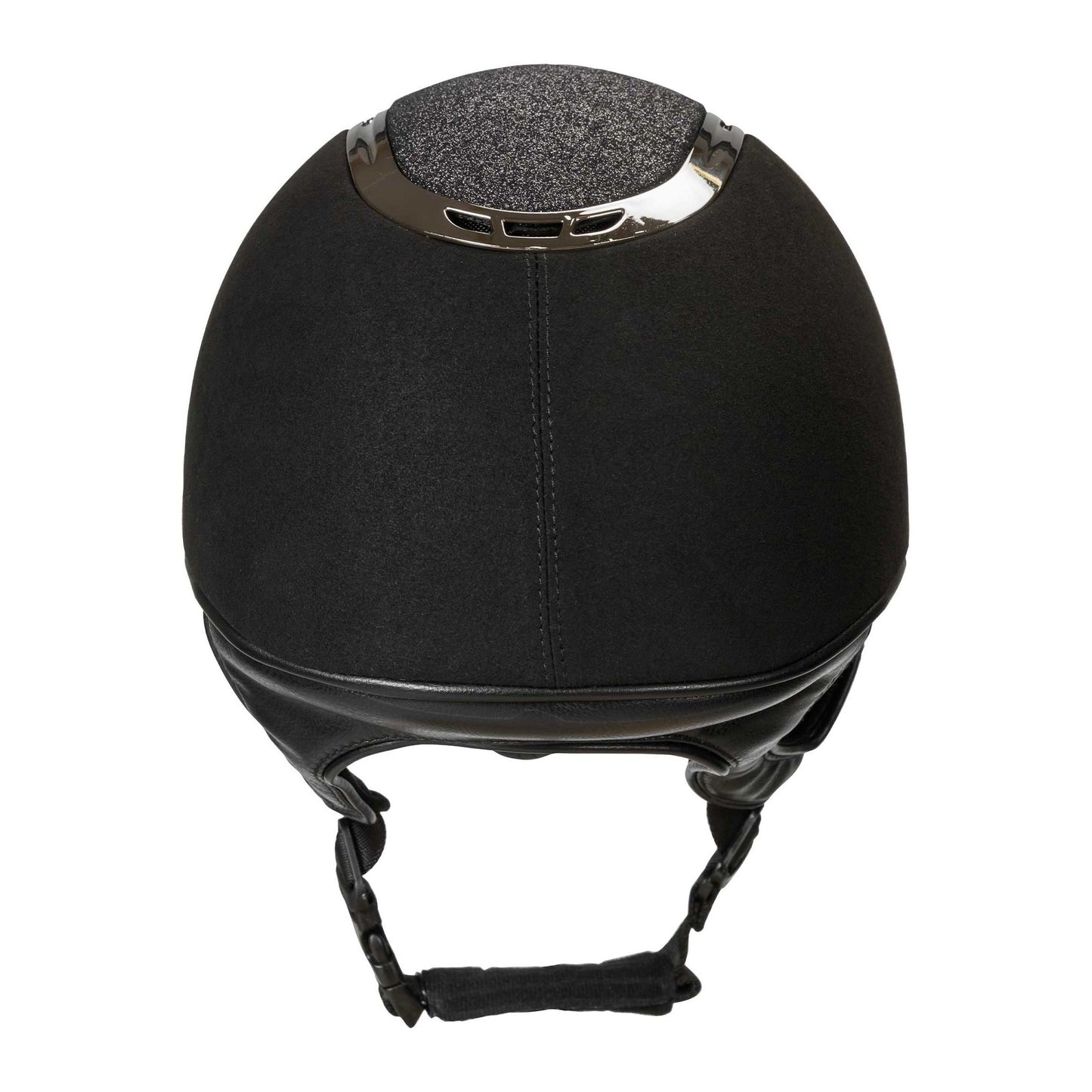 back view: black riding helmet with sparkle