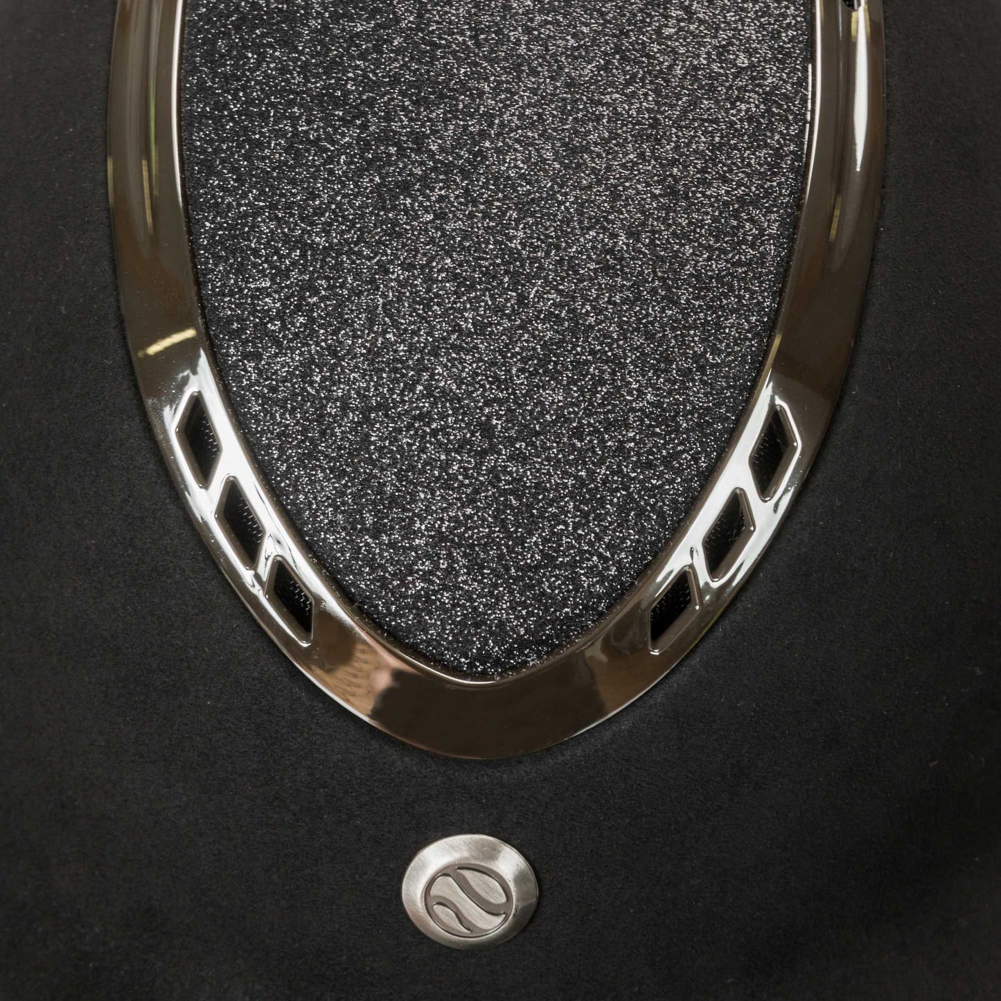 top view: black riding helmet with sparkle