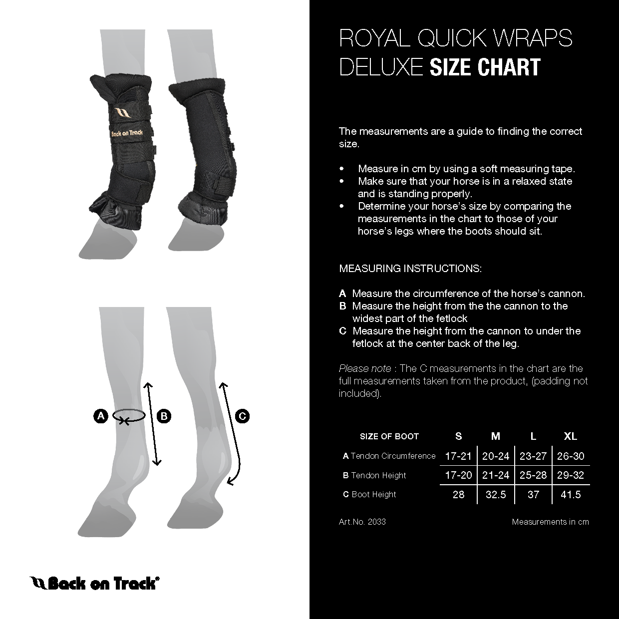 size guide for royal quick wraps