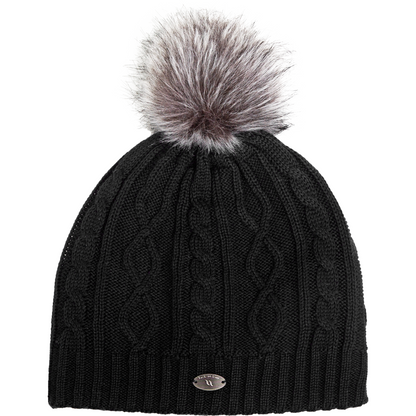 dark grey beanie with pompom