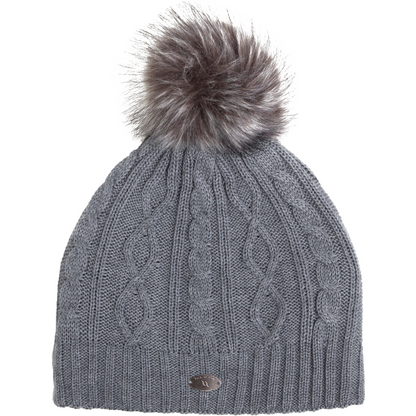 light grey beanie with pom pom