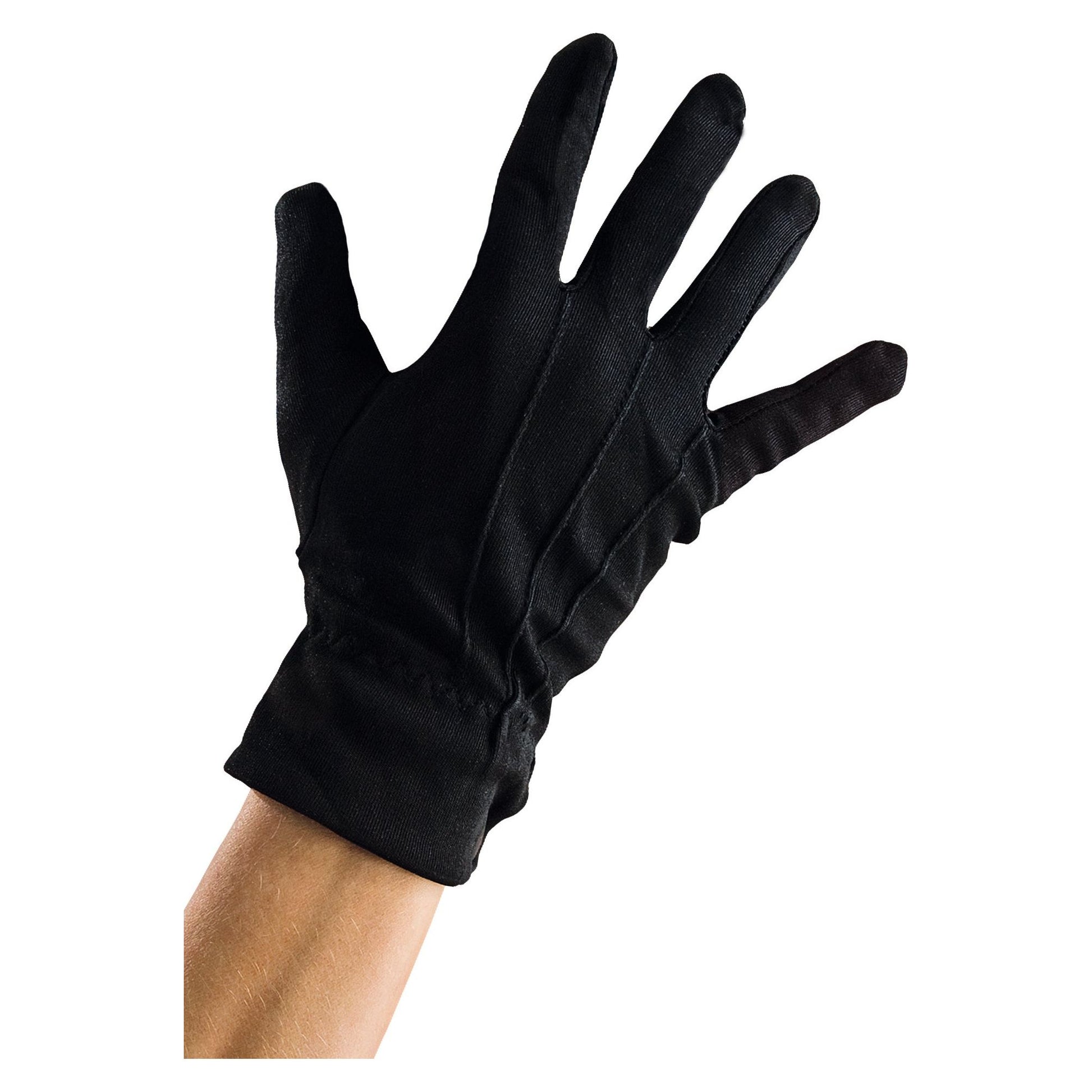 thin black glove being worn