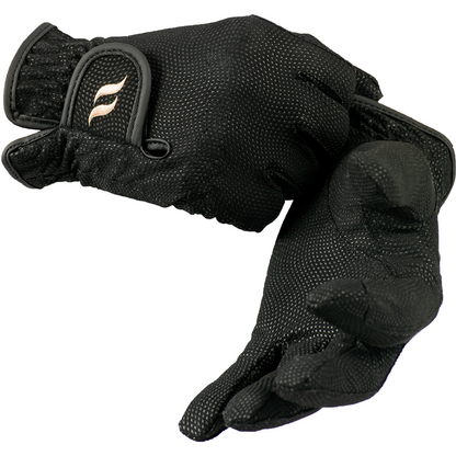 pair of black riding gloves