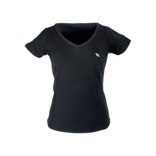 black v-neck shirt