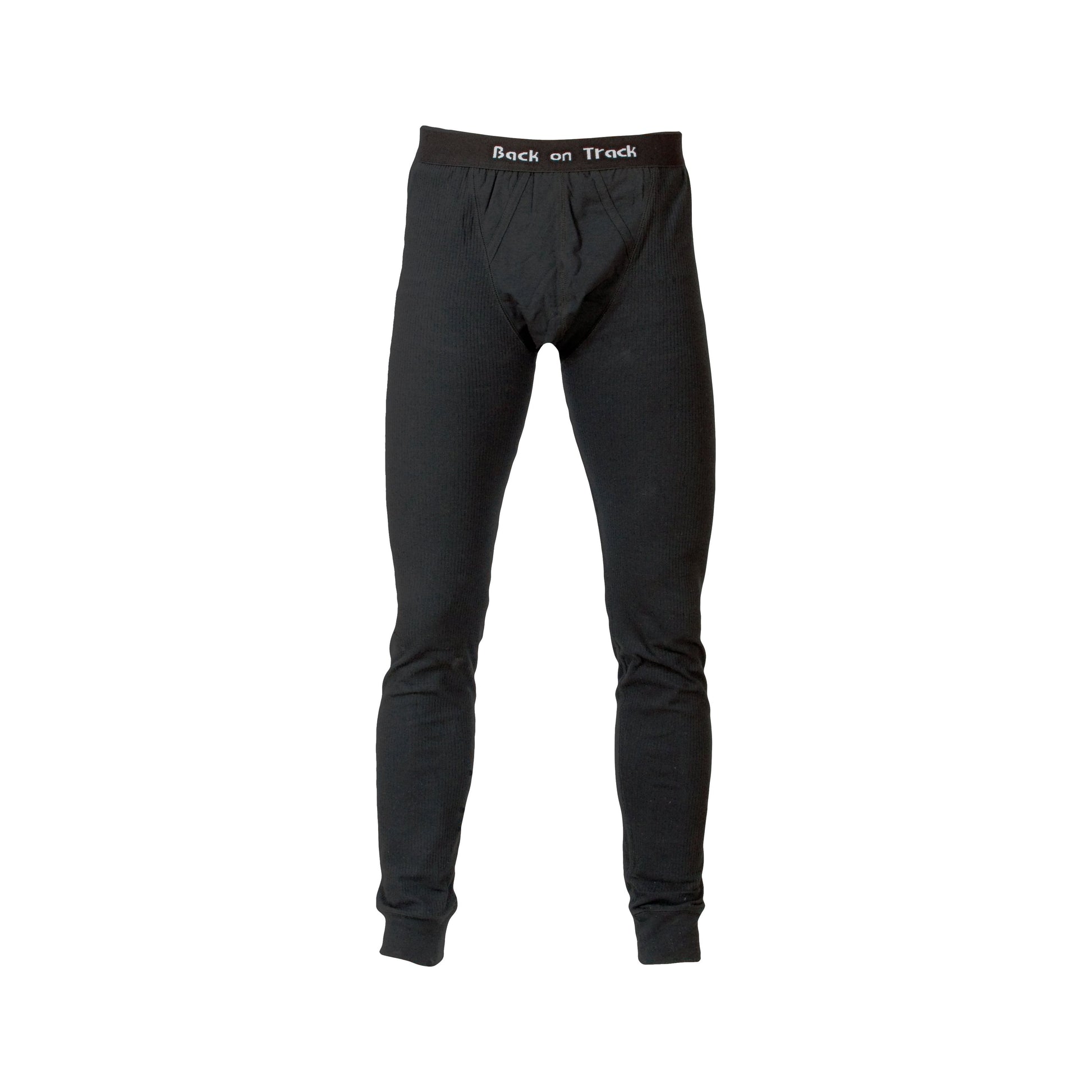 black mens long johns with logo elastic band