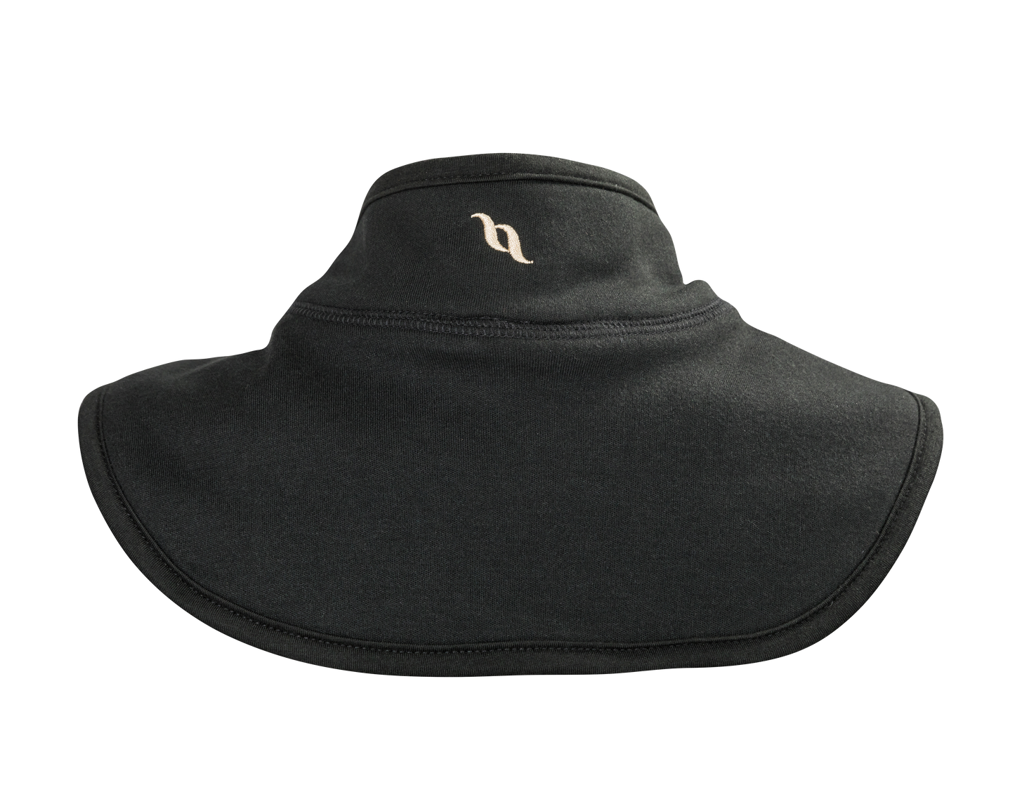 neck cover, black, with velcro tabs, back view