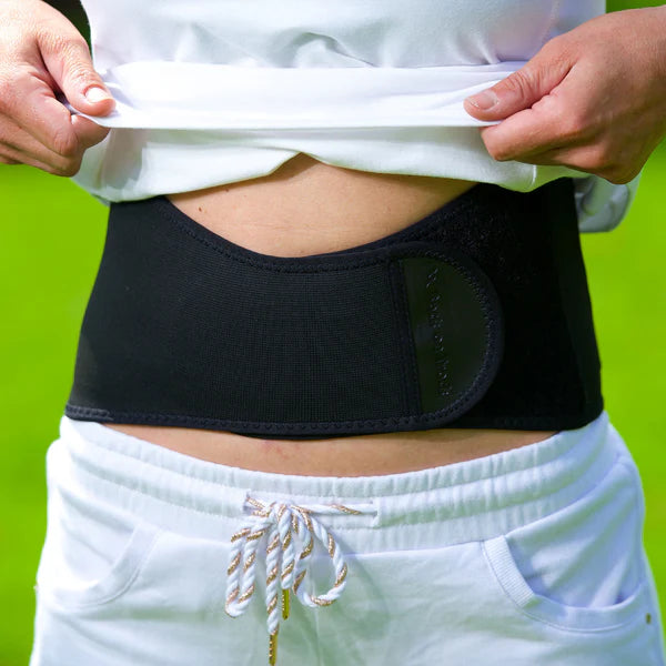 women wearing a back brace with a narrow front