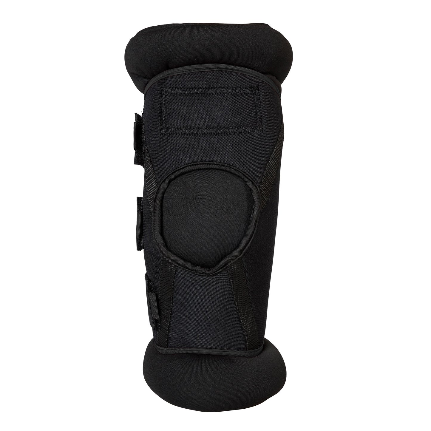 A black hock support brace with padded top and bottom sections, shown against a plain white background.
