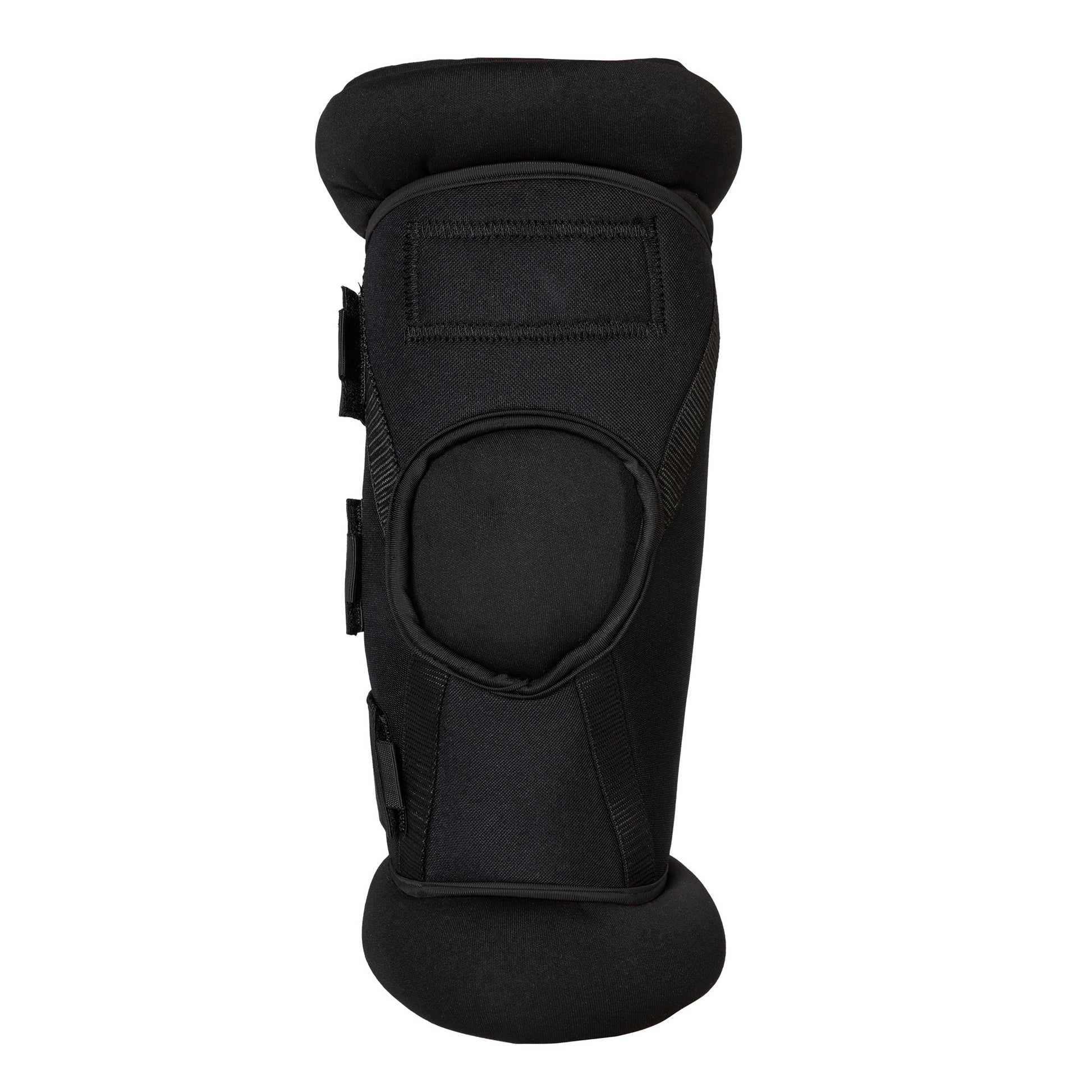 A black hock support brace with padded top and bottom sections, shown against a plain white background.