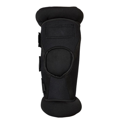 A black hock support brace with padded top and bottom sections, shown against a plain white background.