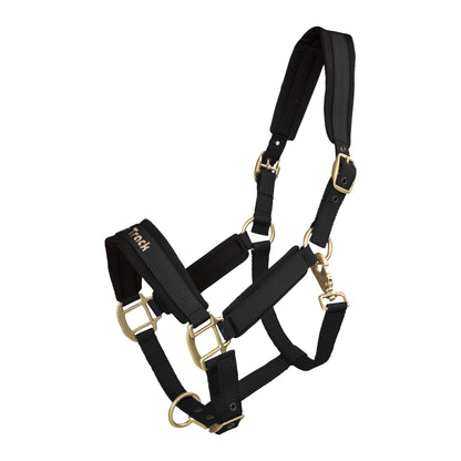 black halter with bronze metal details