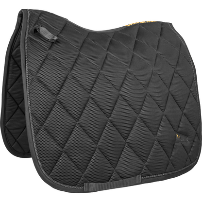 Black dressage saddle pad, mesh, airflow, breathable