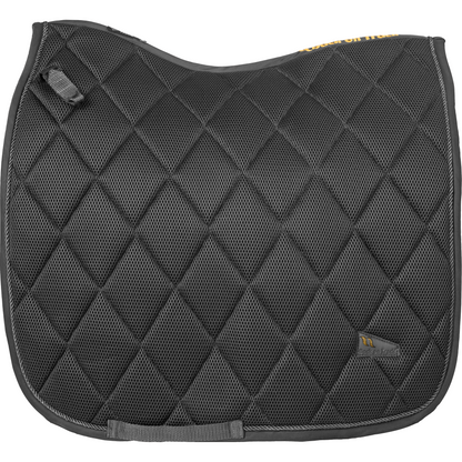 Black dressage saddle pad, mesh, airflow, breathable