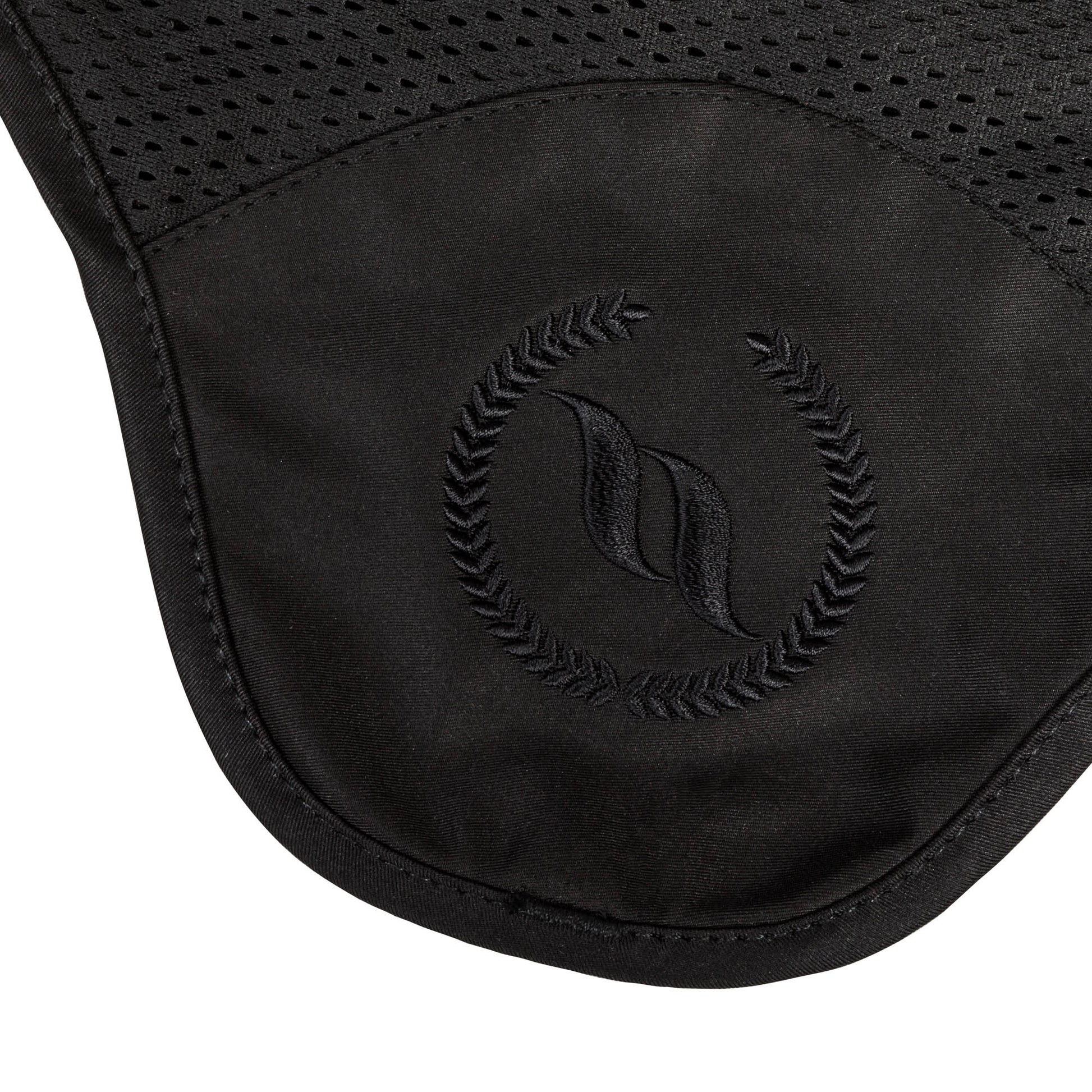 BLACK BONNET WITH SOUND ABSORBING EARS, BLACK bot LOGO EMBROIDED ON FRONT