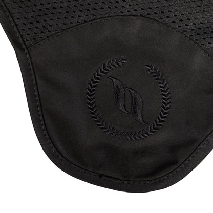 BLACK BONNET WITH SOUND ABSORBING EARS, BLACK bot LOGO EMBROIDED ON FRONT