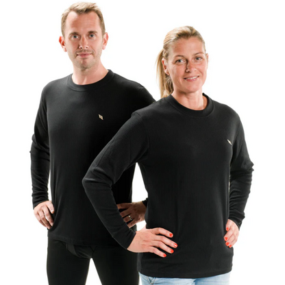 man and women wearing a black sweater 