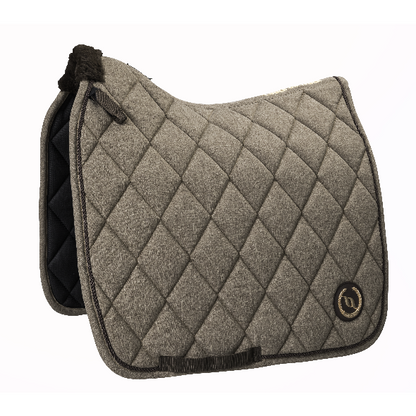 brown quilted dressage saddle pad with logo