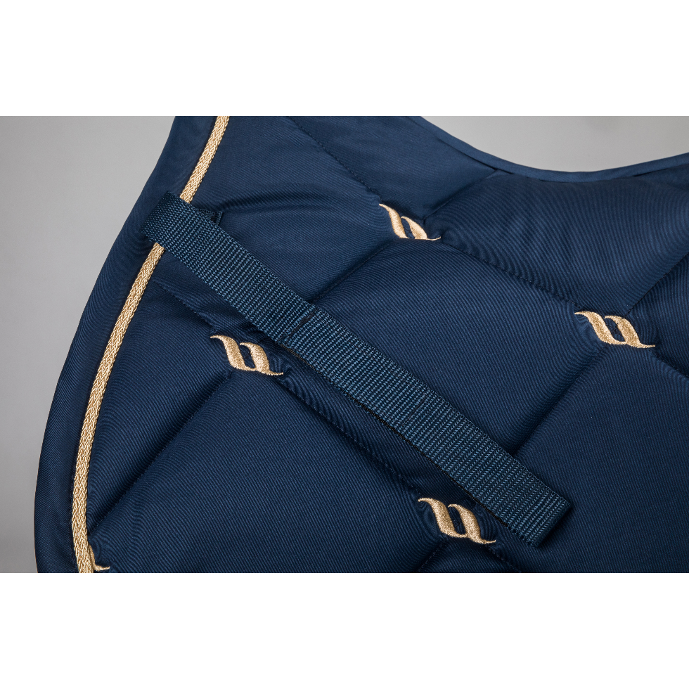 hook and loop deatil on navy nights collection saddle pad