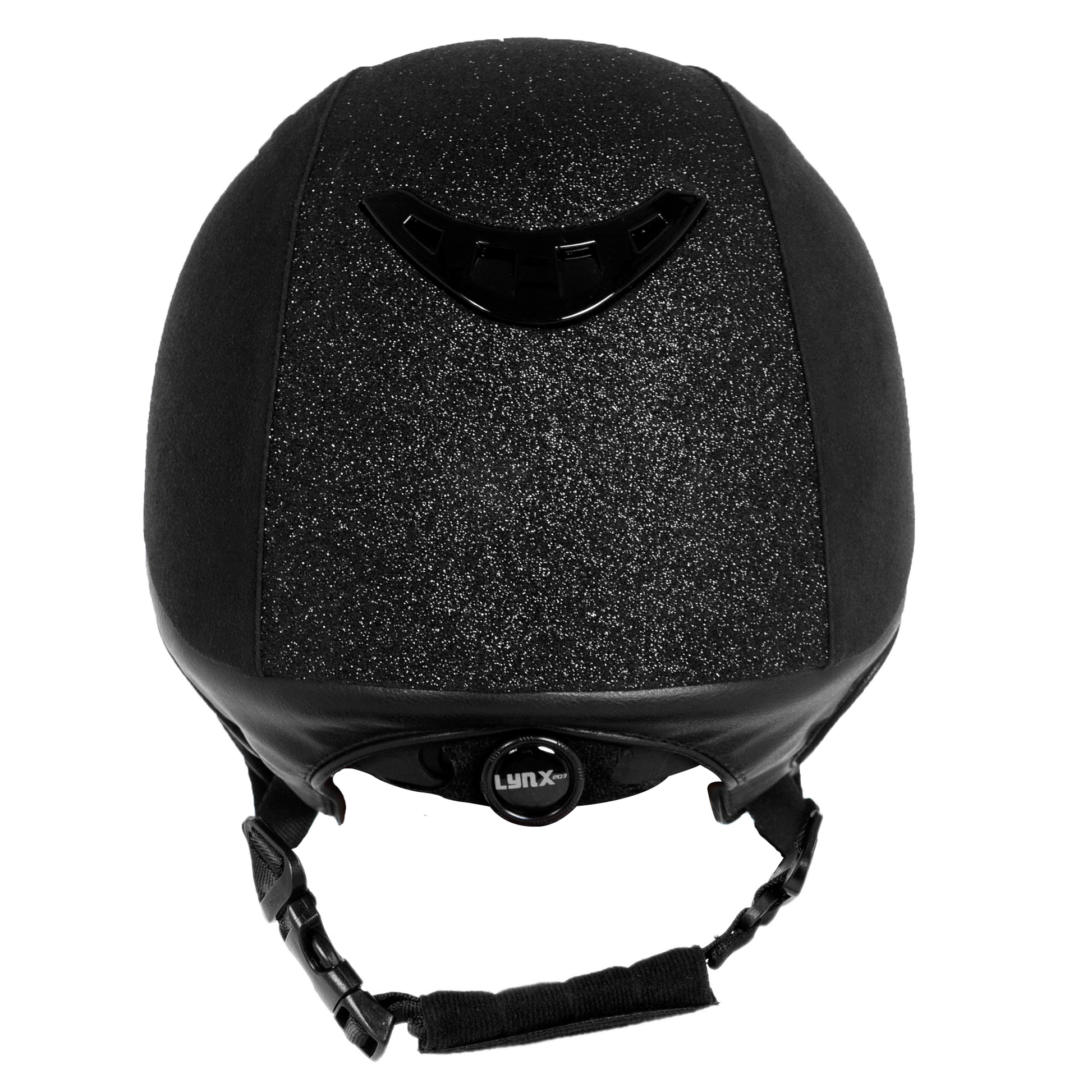 black microfibre helmet with black sparkle