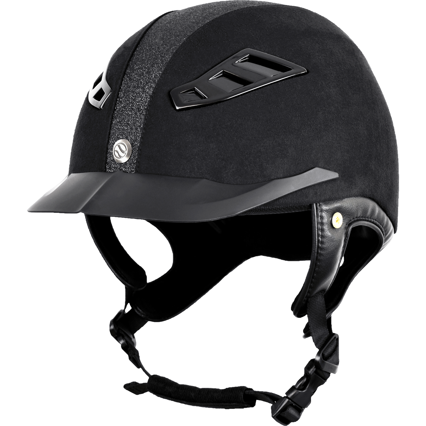 black microfibre helmet with black sparkle