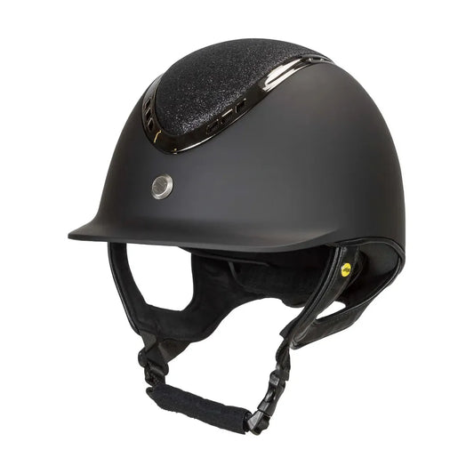 black smooth riding helmet with sparkle detail on top