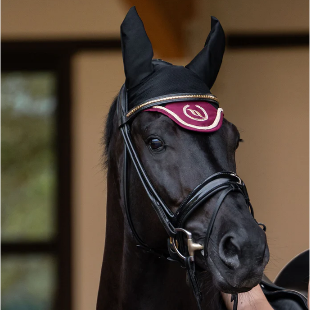 ruby night collection poll bonnet  on black horse