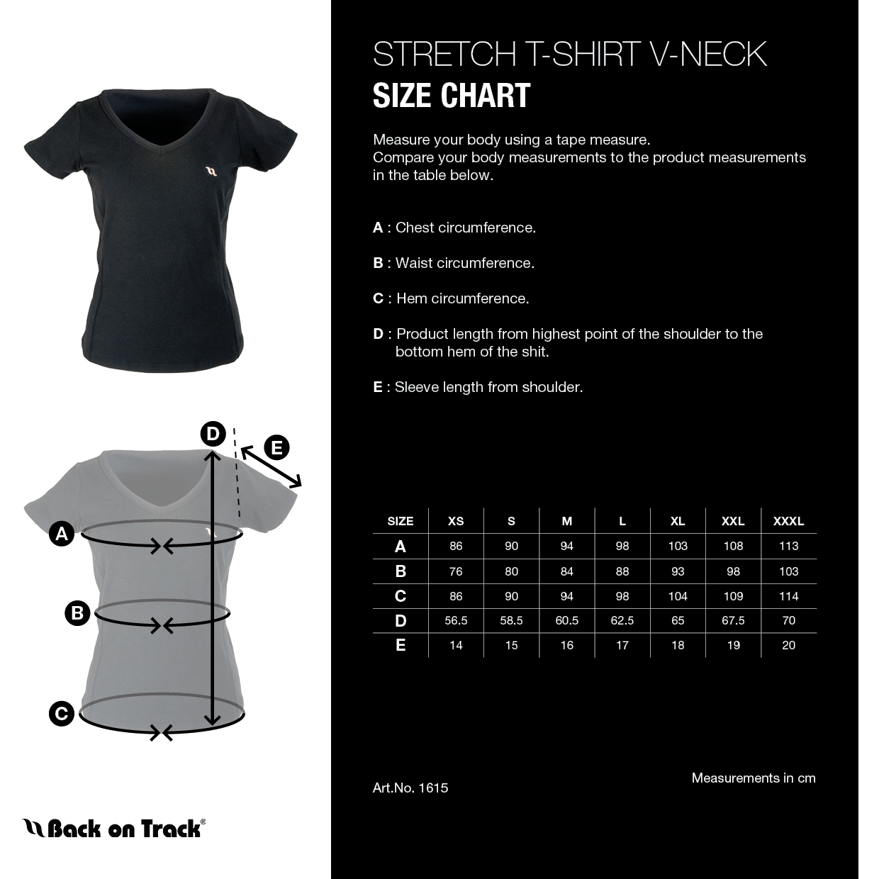 size guide chart for v-shirt