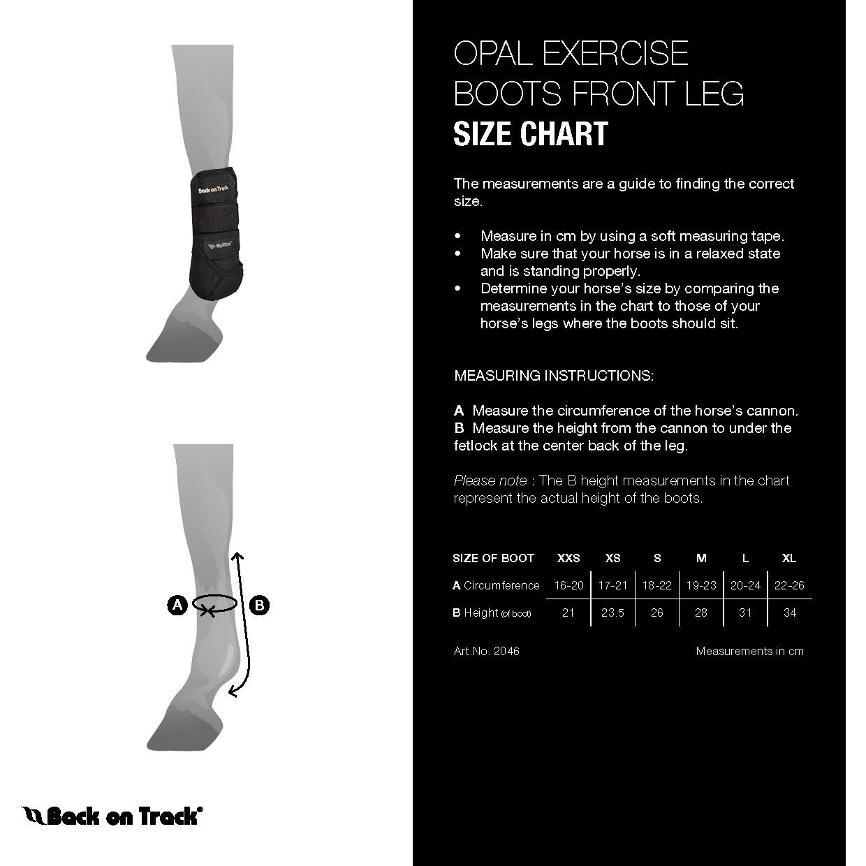 size chart for opal boots (FRONT)