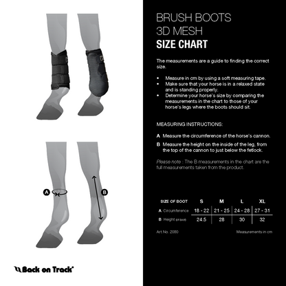 size chart for brush boots