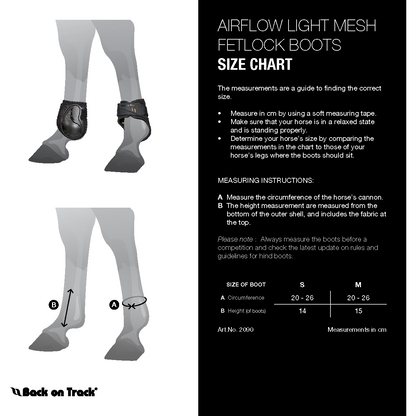 size guide for airflow fetlock boots