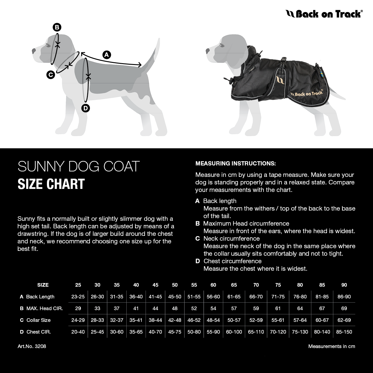 size chart for dog jacket