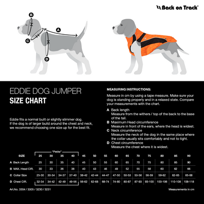 orange reflective dog jumper size chart 