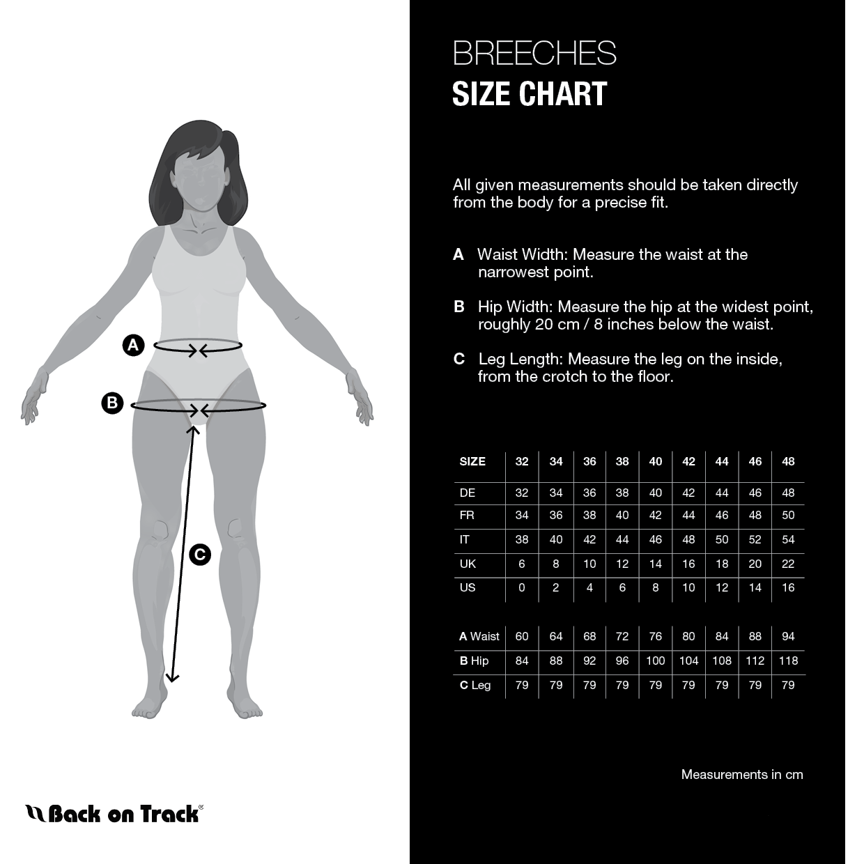 measuring chart for breeches