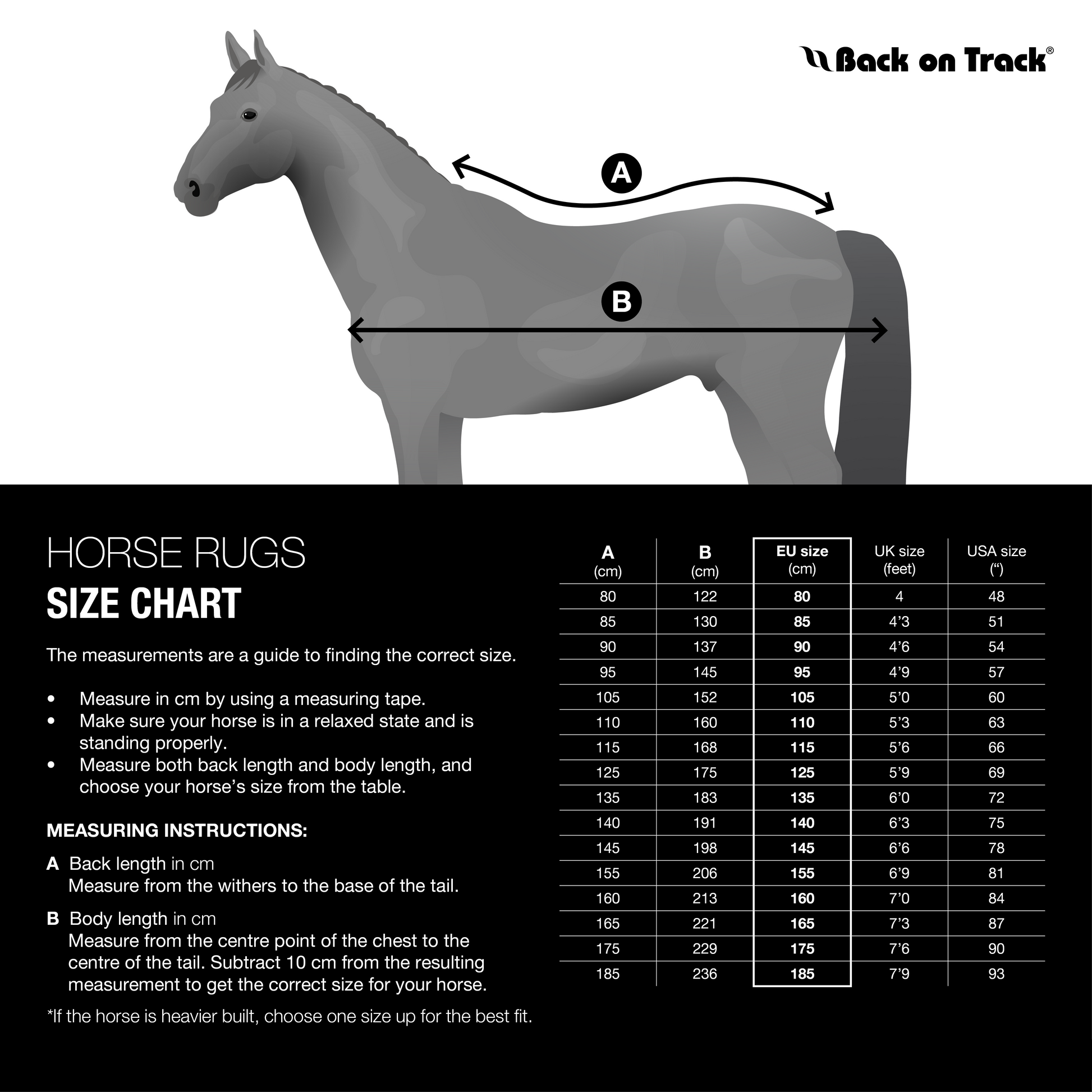 blanket size guide for horse