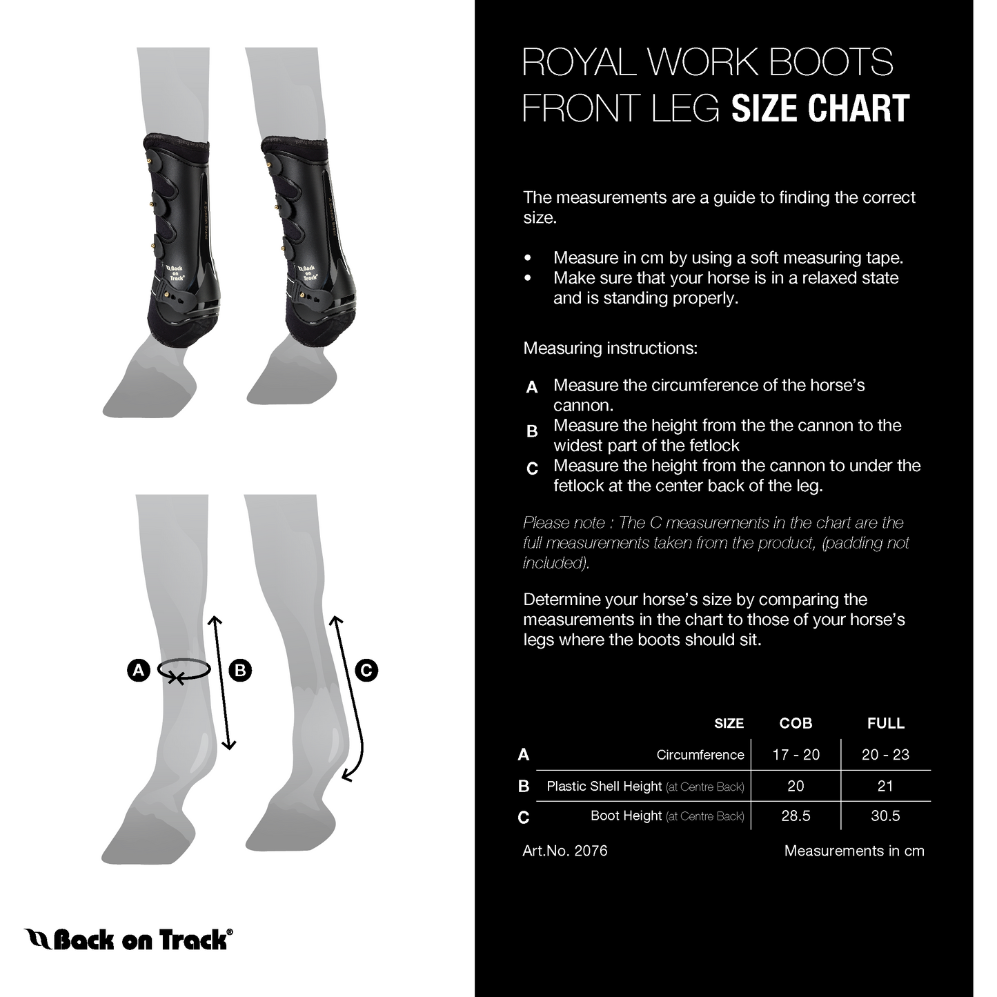 size guide for royal work boots front