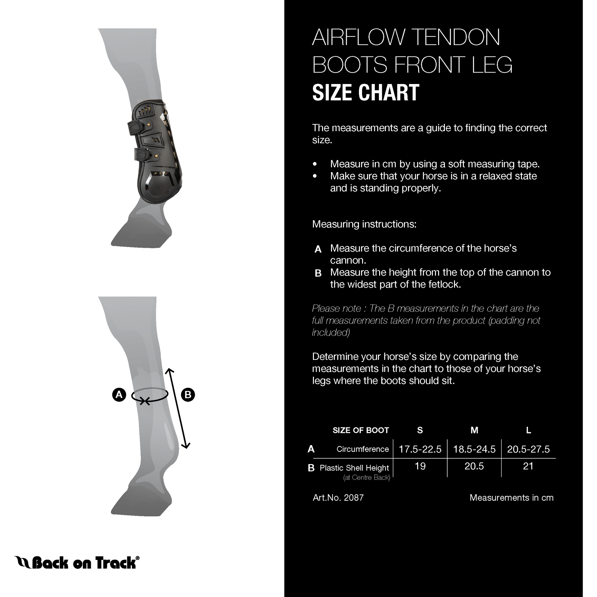 airflow tendon boots measuring guide