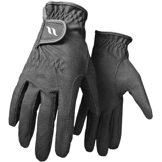 pair of black riding gloves