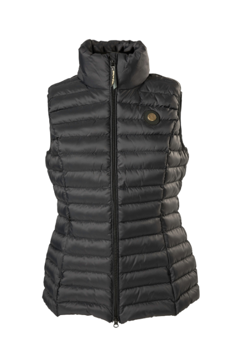 black puffy vest , front angle 