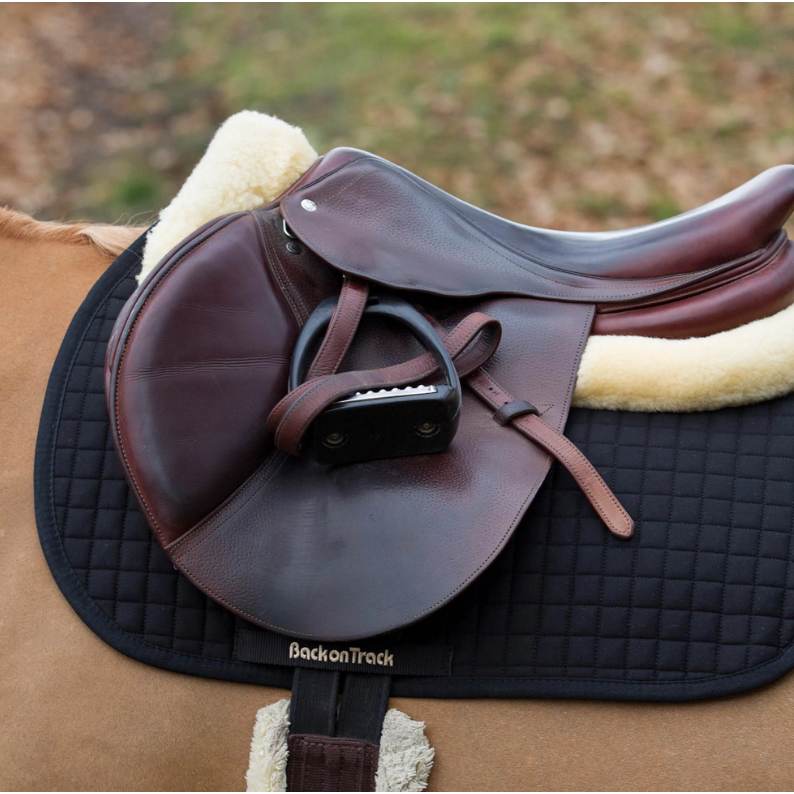 black jumping saddle pad under saddle